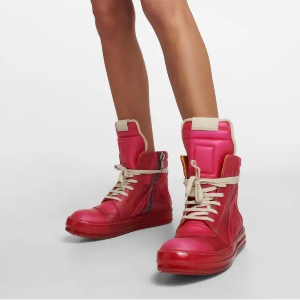 New Rick Owens Pink Geobasket Sneakers Size 36